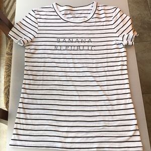 Banana Republic Black Striped White T-Shirt